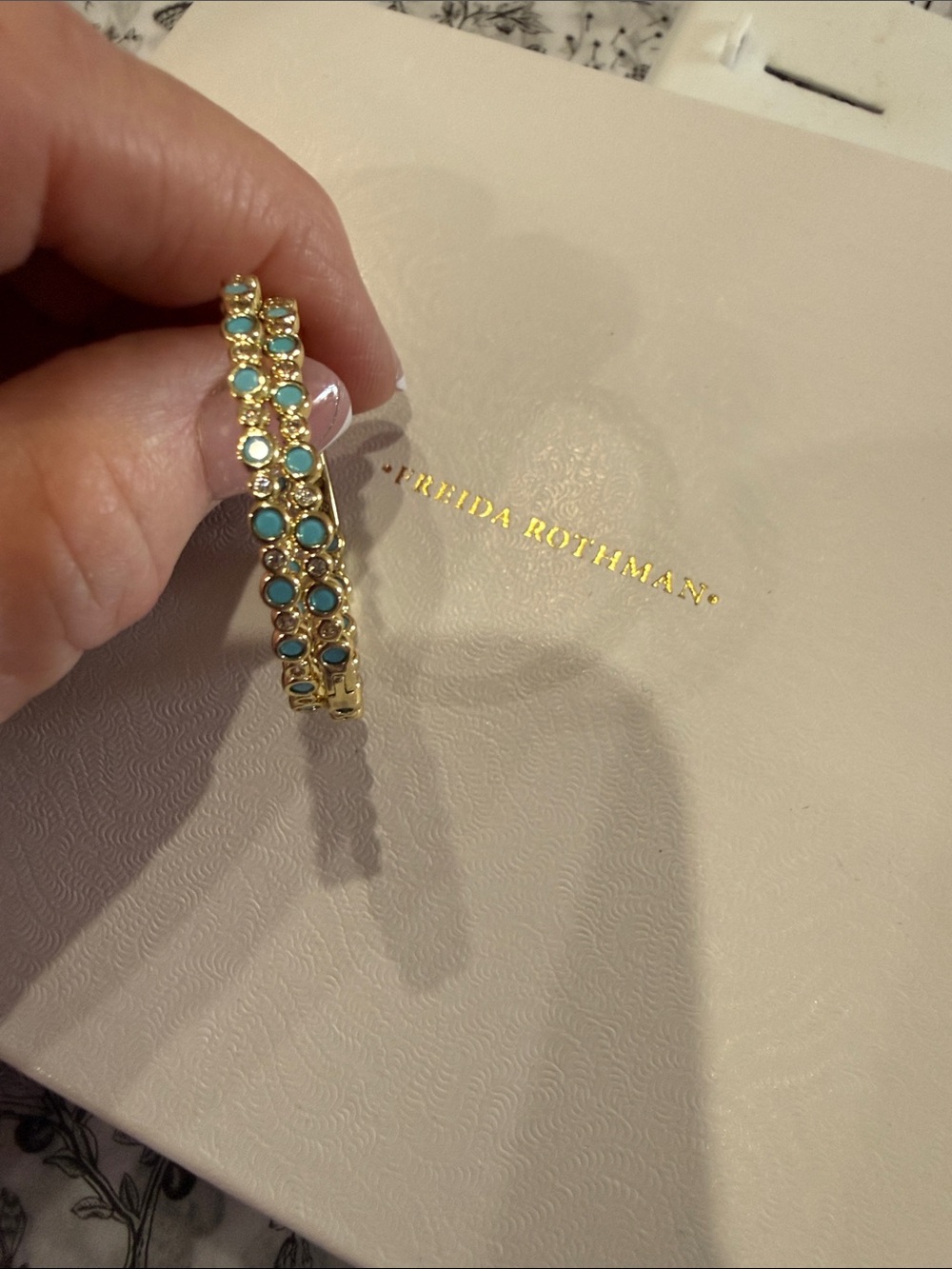 Freida Rothman Sterling Inside Out Turquoise Earrings
